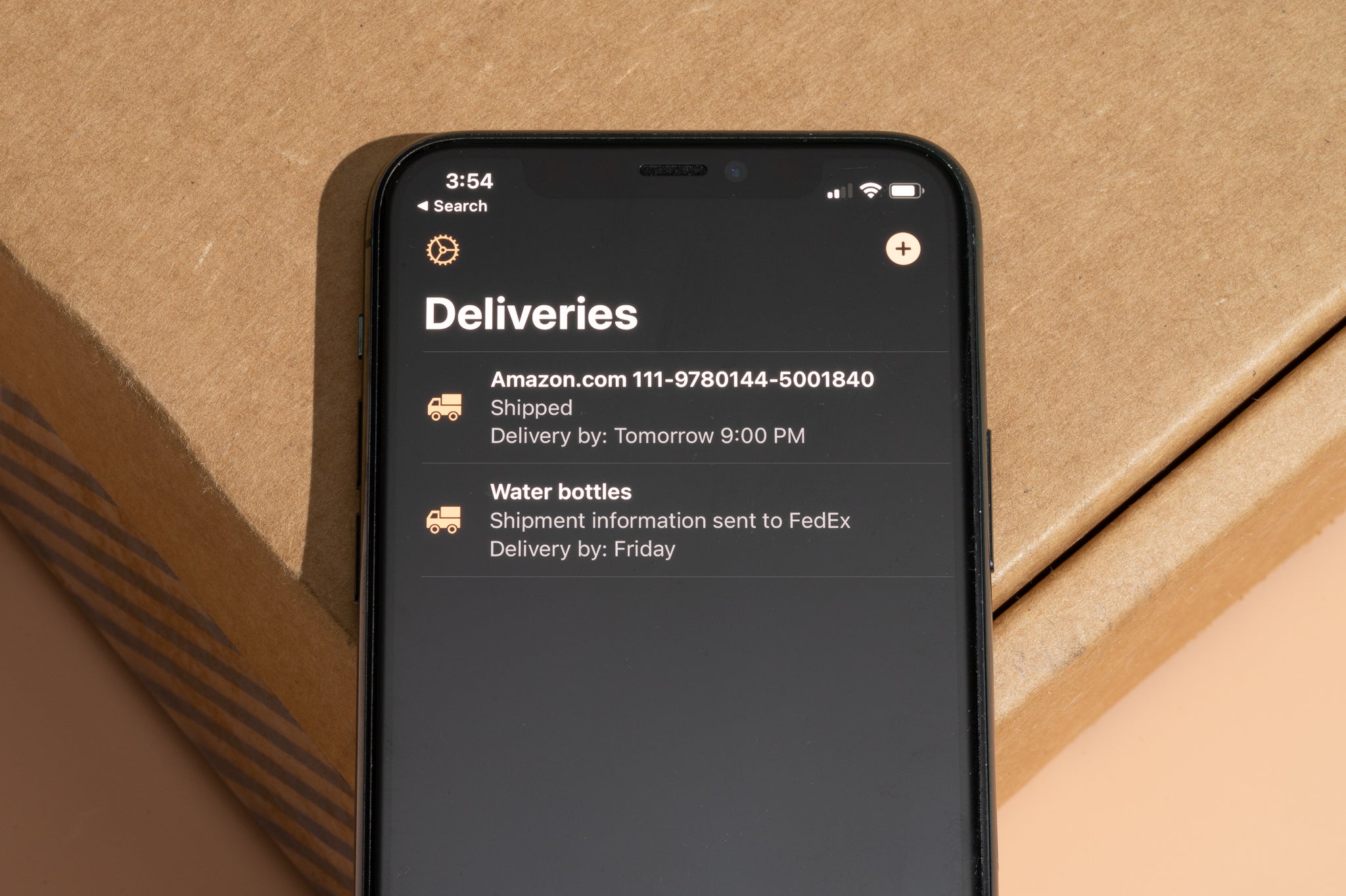 A screen showing deliveries scheduled within the Deliveries iOS app.